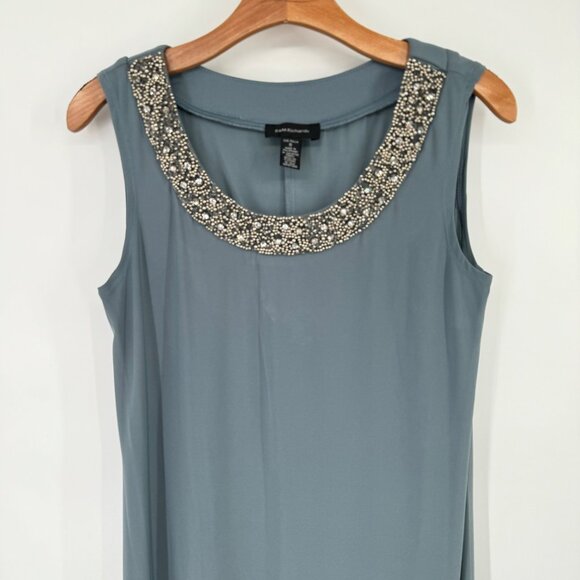 R&M Richards Sleeveless Beaded Neckline Shift Dress Size 6  Gray Women's - Picture 7 of 16